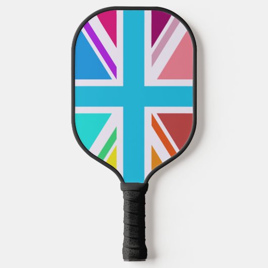 Multikleurige Union Jack/Vlag Ontwerp Pickleball Paddle (Voorkant)
