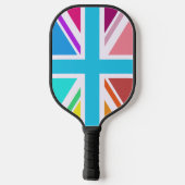 Multikleurige Union Jack/Vlag Ontwerp Pickleball Paddle (Achterkant)