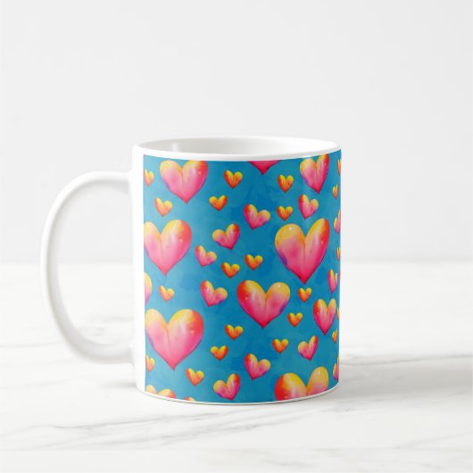 Multikleurige Waterverf Harten Koffiemok (Links)