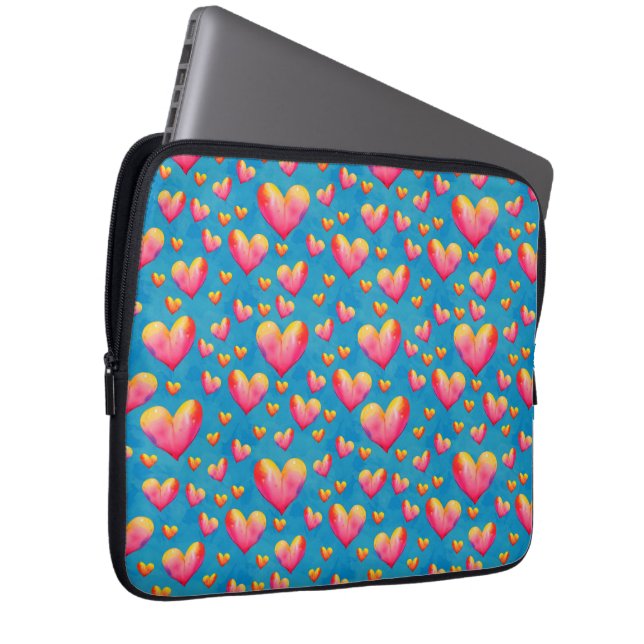 Multikleurige Waterverf Harten Laptop Hoes (Voorkant Rechts)