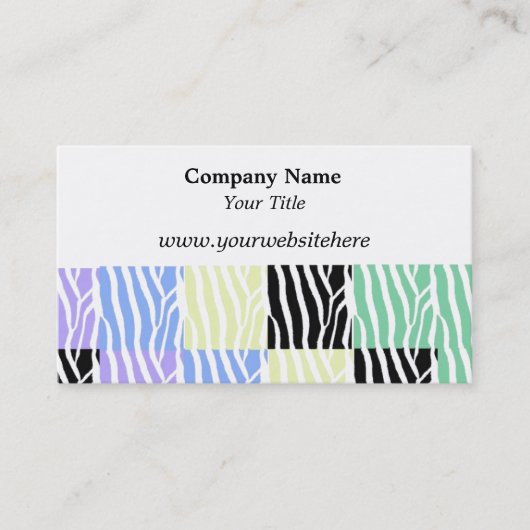 Multikleurige zebraprint visitekaartje (Voorkant)