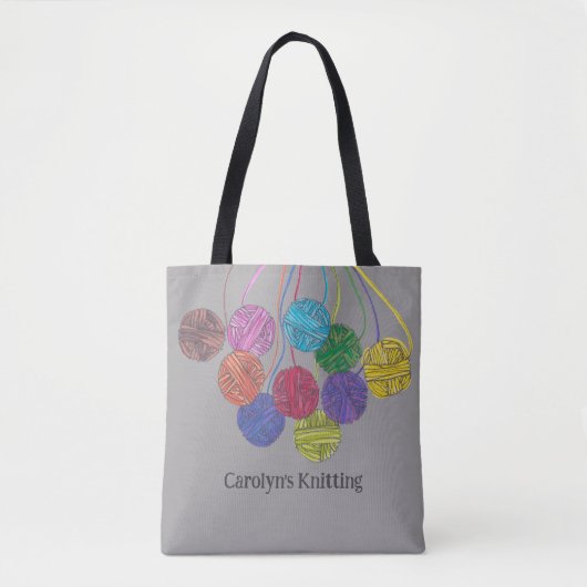 multikolbollen van garen, breien, gepersonaliseerd tote bag (Voorkant)