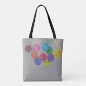 multikolbollen van garen, breien, gepersonaliseerd tote bag (Achterkant)