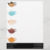 Multikolte Tea Kettles Briefhoofd Ontwerp (Voorkant)