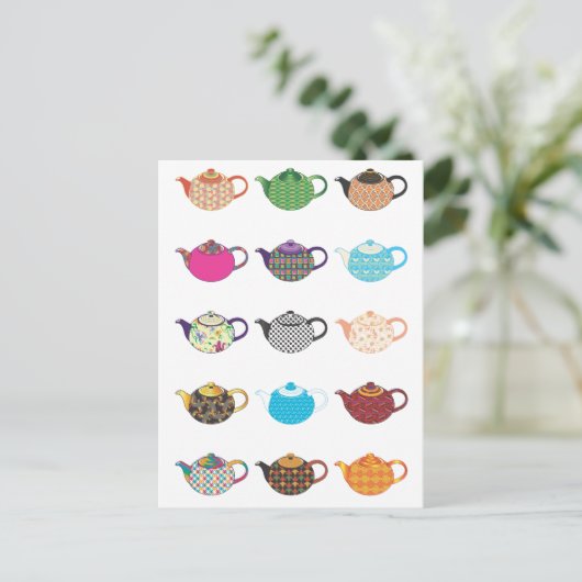 Multikolte Tea Kettles Briefkaart (Staand voorkant)