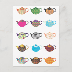 Multikolte Tea Kettles Briefkaart