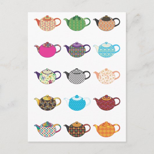 Multikolte Tea Kettles Briefkaart (Voorkant)