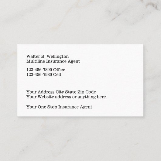 Multiline Verzekeringsagent Visitekaartje (Achterkant)
