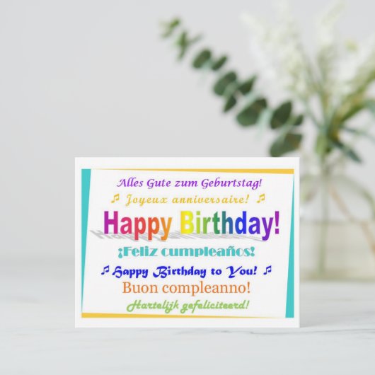Multilingual Birthday Briefkaart (Staand voorkant)