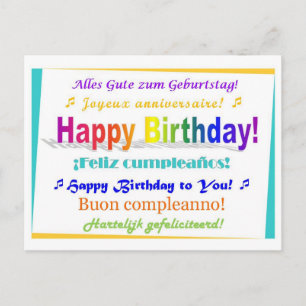 Multilingual Birthday Briefkaart