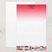 Multilingual Black en Red Dank u Word Cloud Briefpapier (Voorkant / Achterkant)