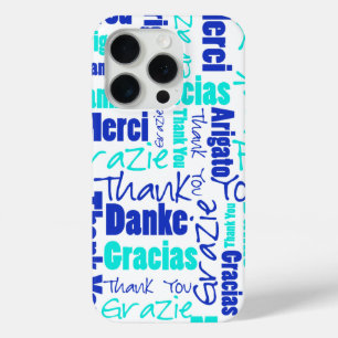 Multilingual Blue Turquoise Hartelijk dank iPhone 15 Pro Case