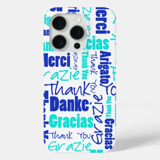 Multilingual Blue Turquoise Hartelijk dank Case-Mate iPhone Case (Achterkant)