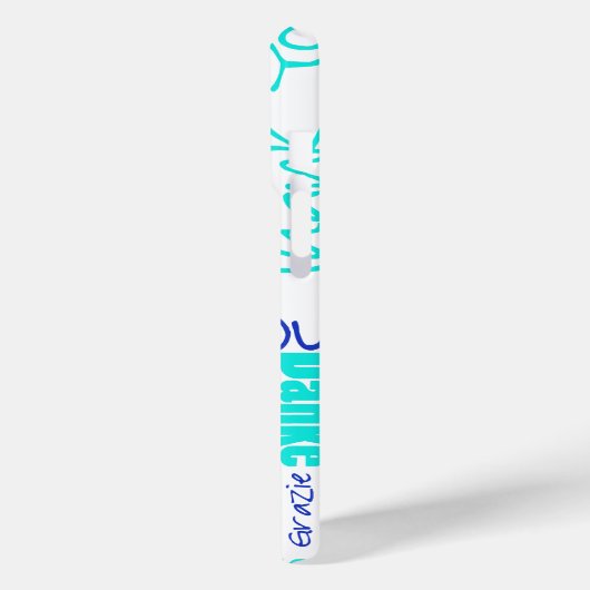 Multilingual Blue Turquoise Hartelijk dank Case-Mate iPhone Case (Achterkant / Links)