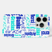 Multilingual Blue Turquoise Hartelijk dank Case-Mate iPhone Case (Achterkant (horizontaal))