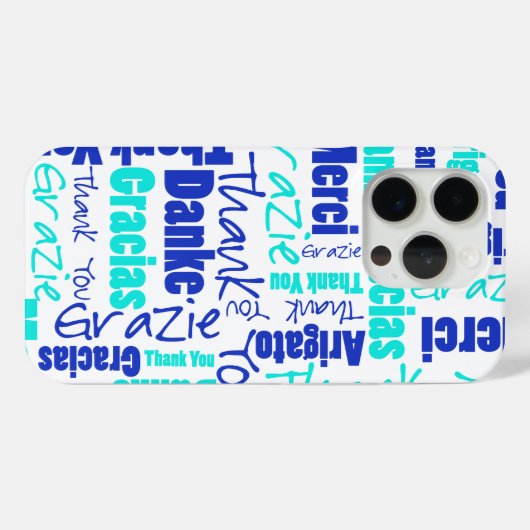 Multilingual Blue Turquoise Hartelijk dank Case-Mate iPhone Case (Achterkant (horizontaal))