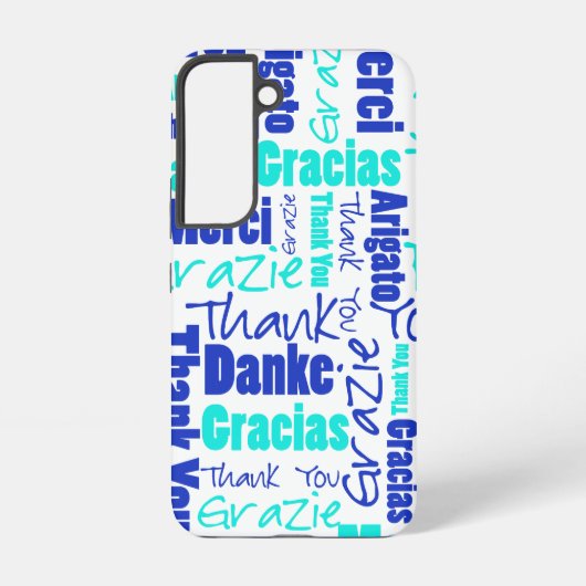 Multilingual Blue Turquoise Hartelijk dank Samsung Galaxy Hoesje (Achterkant)