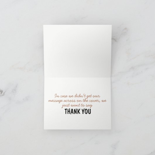 Multilingual paars bruin zwart typografie collage bedankkaart (Binnen)