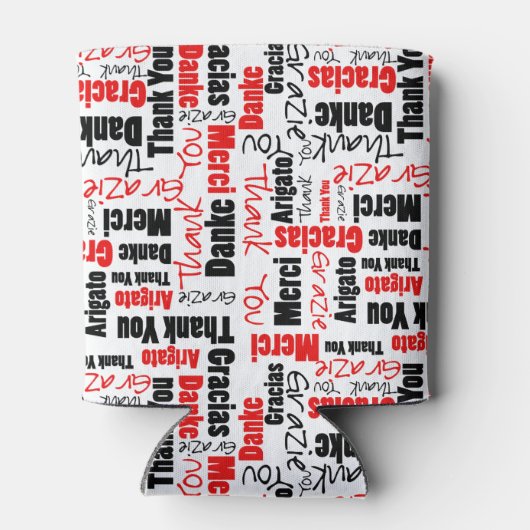 Multilingual Red Black Dank u wel Typografie Blikjeskoeler (Achterkant)