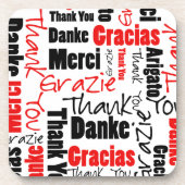 Multilingual Red Black Dank u wel Typografie Drankjes Onderzetter (Voorkant)