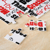 Multilingual Typography Thank You Red Black Legpuzzel (Zijkant)