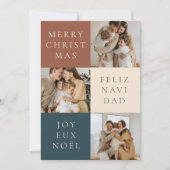 Multilinguale Kerstmis Moderne Foto Feestdagenkaart (Voorkant)