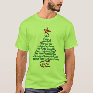 Multilinguïstische chipkaart Feliz Natal Tree T-shirt