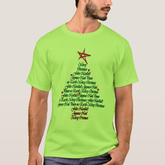 Multilinguïstische chipkaart Feliz Natal Tree T-shirt (Voorkant)