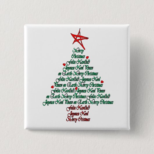 Multilinguïstische chipkaart Feliz Natal Tree Vierkante Button 5,1 Cm (Voorkant)