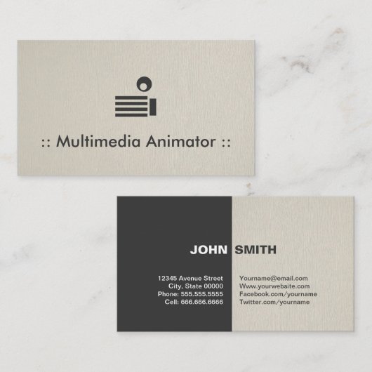 Multimedia Animator Simple Elegant Professional Visitekaartje (Voorkant / Achterkant)