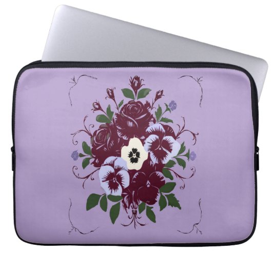 Multimediabundel - Boeket Viooltjes Laptop Sleeve (Voorkant)