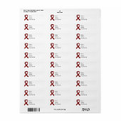 Multipel Myeloma Burgundy Ribbon 3 Etiket (Full Sheet)