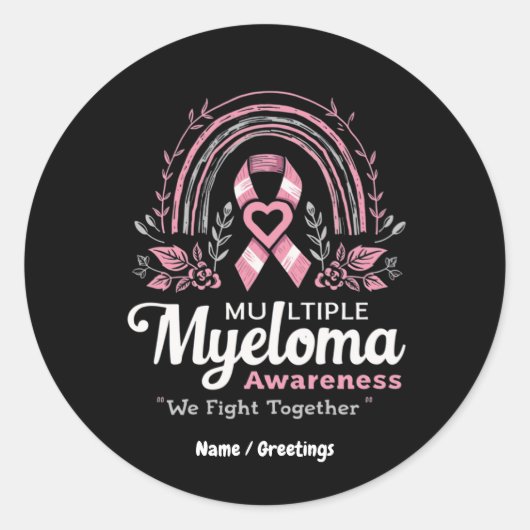 Multipel myeloom bewustzijn vechten we samen ronde sticker (Voorkant)