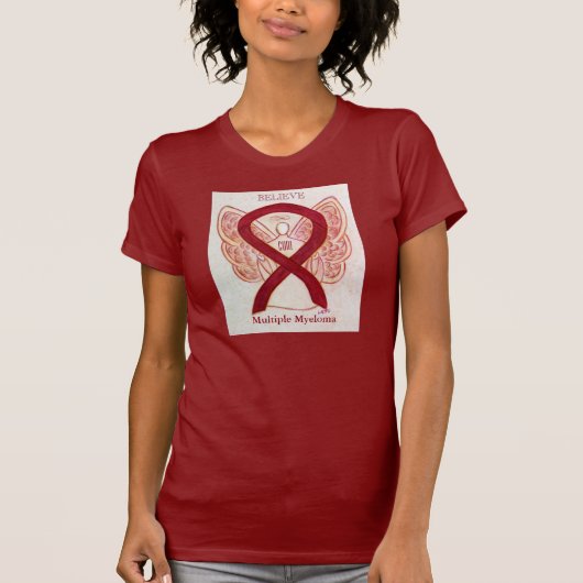 Multipel Myeloom Burgundy Awareness Ribbon Shirt (Voorkant)