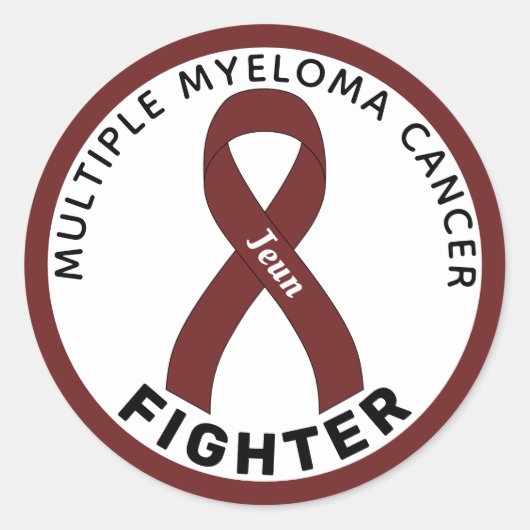 Multipel Myeloom Cancer Fighter Ribbon White Ronde Sticker (Voorkant)