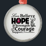 Multipel Myeloom Collage of Hope Metalen Ornament<br><div class="desc">Woorden van inspiratie herinneren je eraan wat er echt toe doet als je met uitdagingen wordt geconfronteerd. Draag het op een shirt of laat het zien op een geschenk en andere koopwaar voor Multiple Myeloma Bewust met onze collage-stijleerbetoon shirten, kleding en geschenken die inspirerend zijn en woorden van liefde, geloof,...</div>