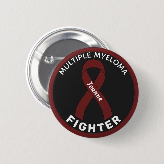Multipel Myeloom Fighter Ribbon Black Button (Voorkant /achterkant)
