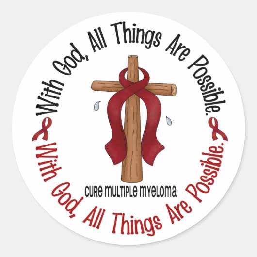 Multipel myeloom met GOD CROSS 1 Ronde Sticker (Voorkant)