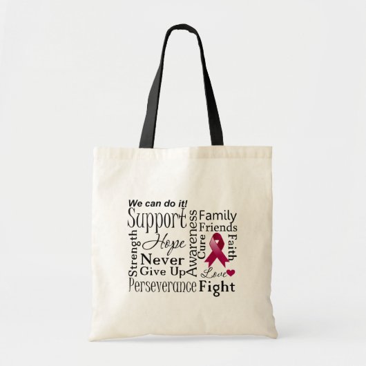 Multipel myeloom ondersteunende woorden tote bag (Voorkant)