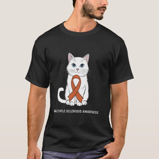 Multipele Sclerose Bewustzijn Oranje Lint Kat Sup T-shirt (Voorkant)