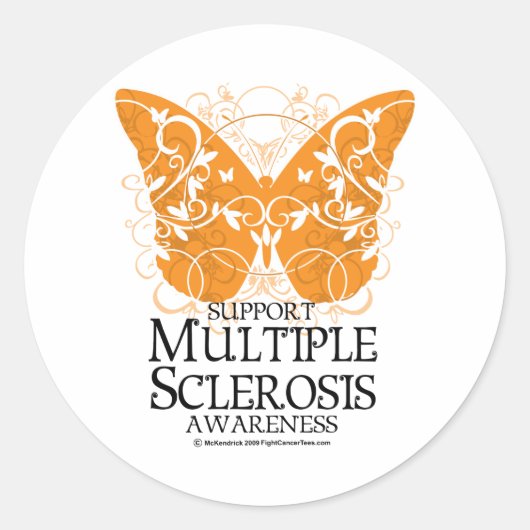 multipele sclerose Butterfly Ronde Sticker (Voorkant)