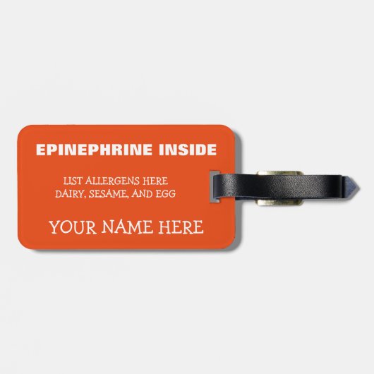  multipele voedselallergie Robot Alert Bagagelabel (Achterkant horizontaal)