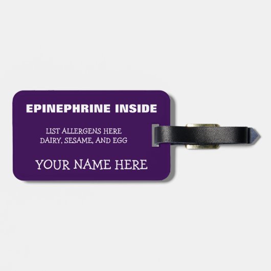  multipele voedselallergie Superheld Alert Bagagelabel (Achterkant horizontaal)