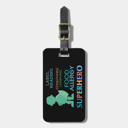  multipele voedselallergie Superheld Alert Bagagelabel (Voorkant verticaal)