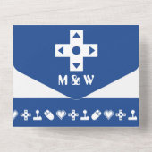 Multiplayer Mode in Blauw All In One Uitnodiging (Achterkant)
