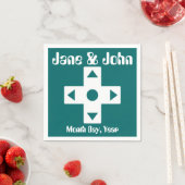 Multiplayer Mode in Blauwgroen Napkins Servetten (Insitu)