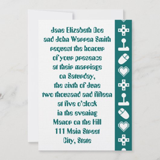 Multiplayer Mode in Blauwgroen Wedding Invitation Kaart (Voorkant)