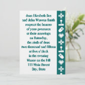 Multiplayer Mode in Blauwgroen Wedding Invitation Kaart (Staand voorkant)