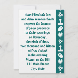 Multiplayer Mode in Blauwgroen Wedding Invitation Kaart