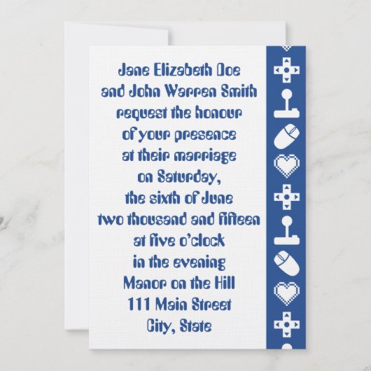 Multiplayer Mode in Blue Wedding Invitation Kaart (Voorkant)